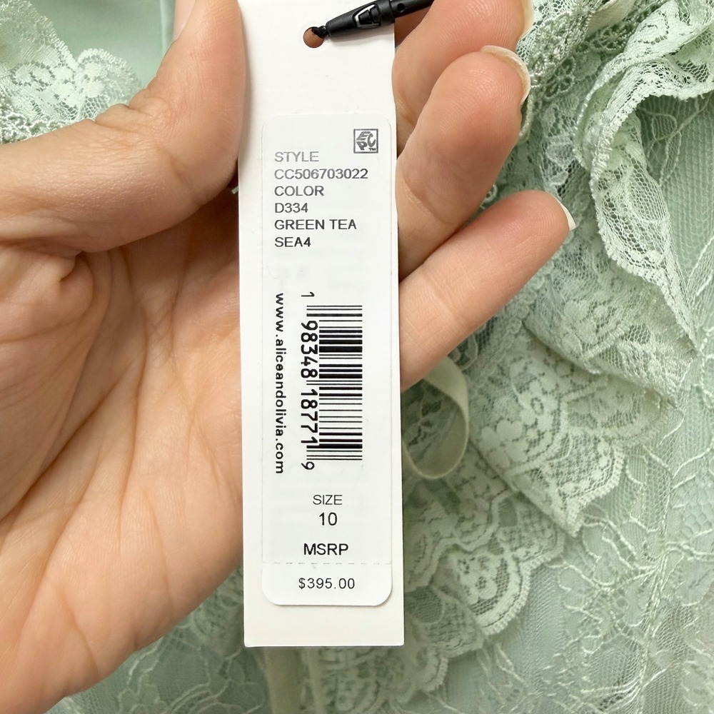 ALICE‎ + OLIVIA  Alessia Lace Top in Green Size 10 NWT - Picture 8 of 13